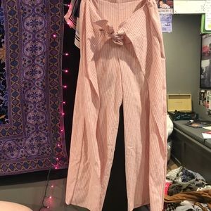 pink and white stripped open pants